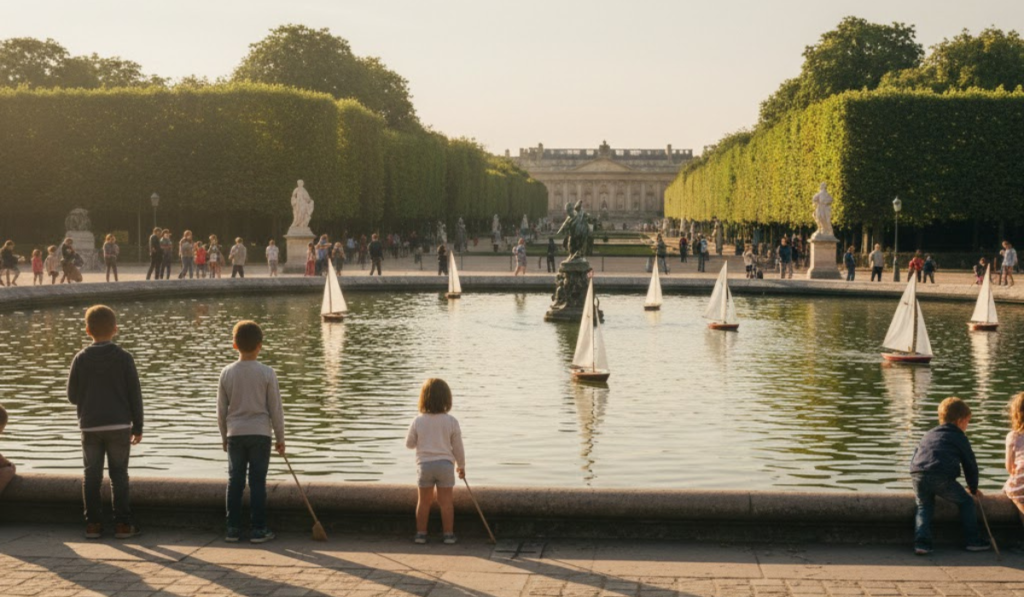 Luxembourg Gardens — sail miniature boats fountain