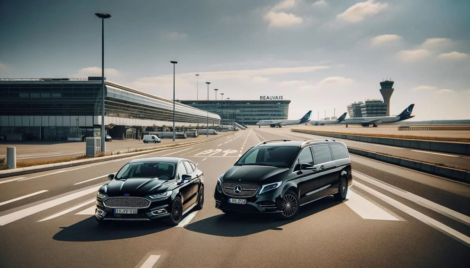 Paris To Beauvais Transfer premium executive vehicle assisting travelers